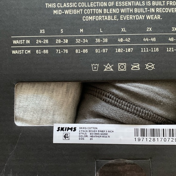 2pk SKIMS Mens 5" Cotton Stretch Boxer Brief Underwear Grays 3X XXXL Modal READ - Picture 3 of 3